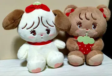 mikko 딸기 BIG 봉제 인형 2개 세트 라떼 수플레