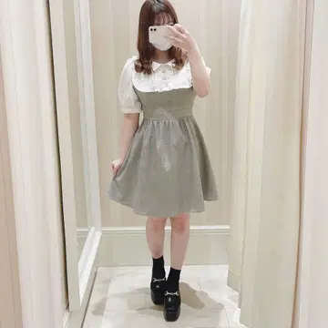 에리 비쥬 OP evelyn 에블린 양산형 그레이 원피스 반팔 청순