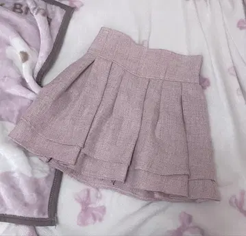 미셸 마카롱 엘레강트 트위드 스커트 핑크