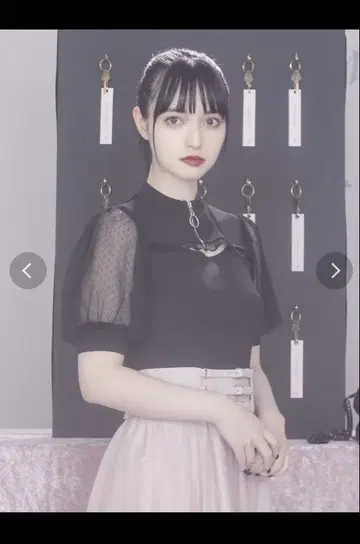 EATME 이토미 도트 튤 쓰리 리브 탑 블랙 검정 상의
