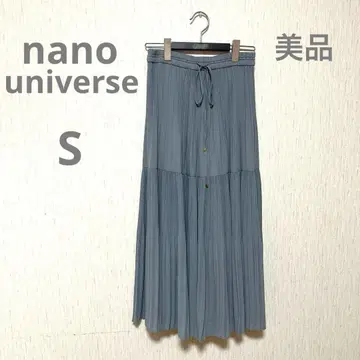 nano universe 블루 롱 플리츠 스커트 S
