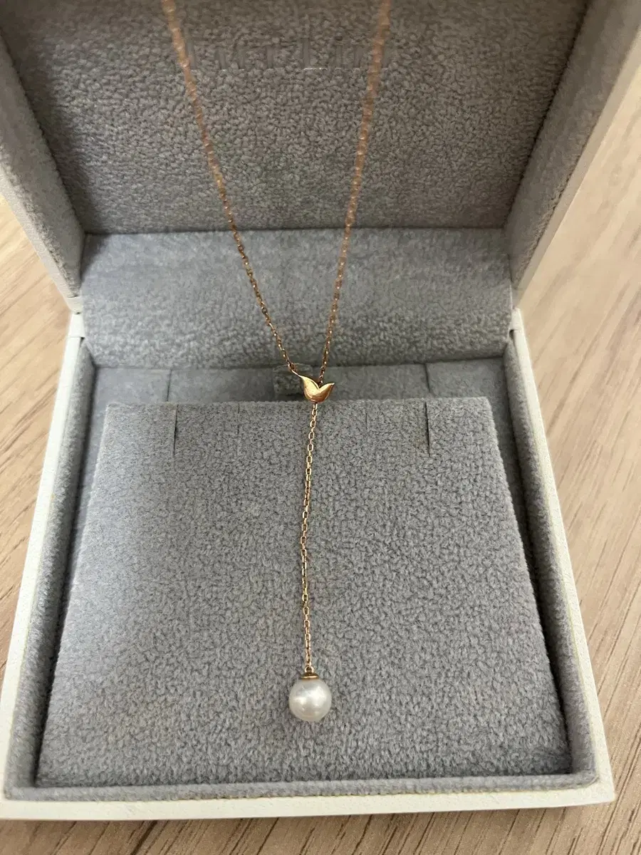 Tirr Lirr 14k Pearl Drop Necklace Rose Gold
