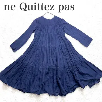새상품급 ne Quittez pas 누키테파 코튼 보일 원피스 네이비