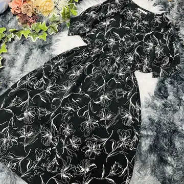 ELEGARMENT 꽃무늬 롱 플레어 원피스 42 빅 사이즈 3L 상당