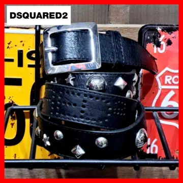 Dsquared2 스터드 펀칭 로고 가죽 벨트