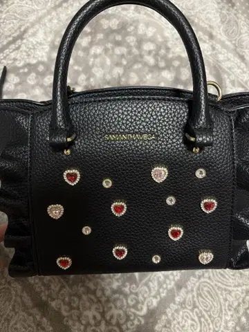 SAMANTHAVEGA 하트 스톤 블랙 핸드백