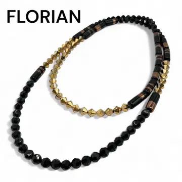 florian 플로리안 목걸이 비즈 목걸이 블랙 골드