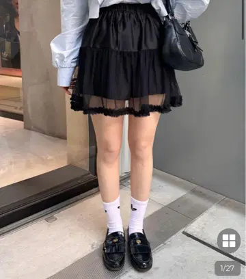 메쉬 레이스 미니 스커트 nugu