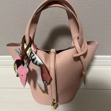 큐브형 핸드백 핑크 18cm
