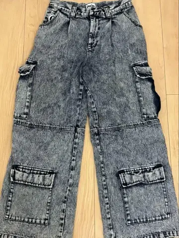 9090 케미컬 워시 와이드 데님 팬츠 L