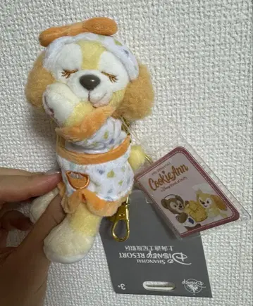 상하이 디즈니 쿠키 앤 봉제 인형 키체인 자고 있는