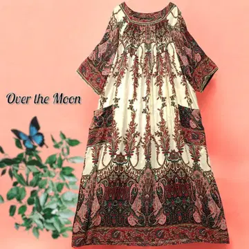 Over the Moon 에스닉 페이즐리 롱 원피스 루즈핏