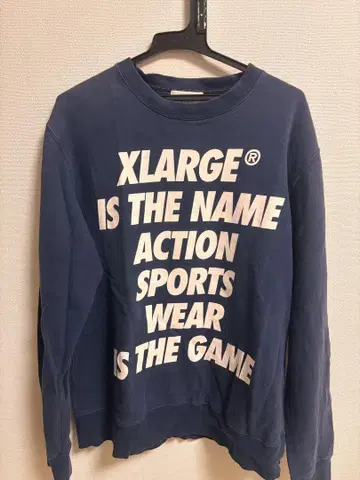 XLARGE 맨투맨 M 사이즈 네이비 얇은 소재 오버 사이즈 구제 의류