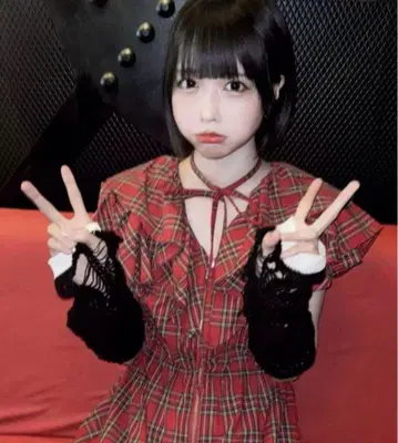 아노짱 착용 M jouetie 프릴 체크 무늬 원피스