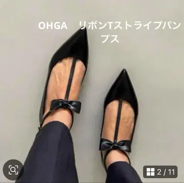 새상품급 OHGA 오가 플랫슈즈 펌프스 리본 23.5