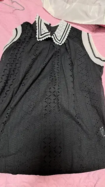 미사용 새상품 Cepica 블랙 레이스 블라우스