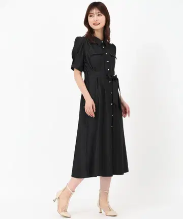 블랙 셔츠 원피스 반팔 벨트 포함