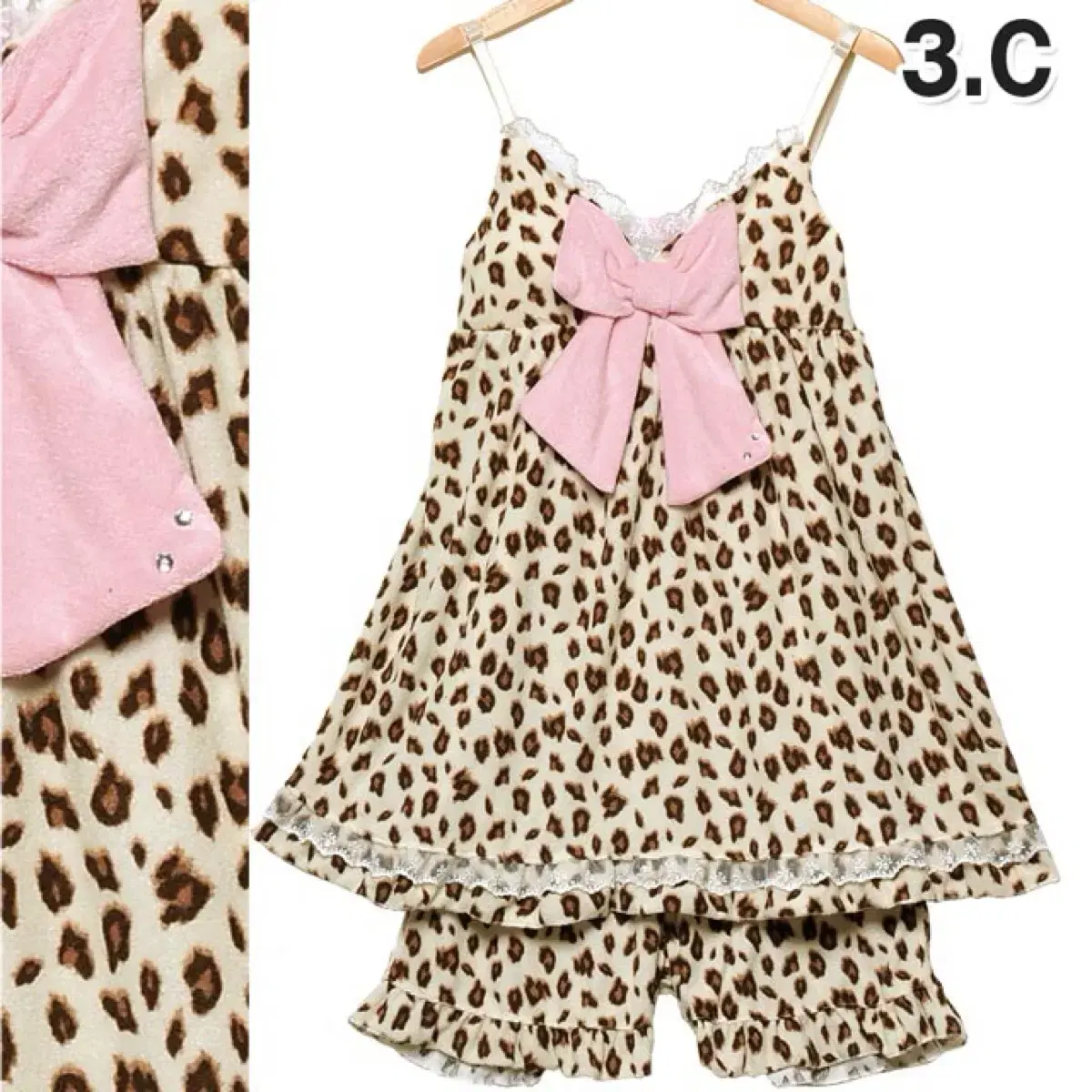 Sugadol Big Ribbon Leopard Camisole Pajamas Vintage Lizlisa Tralala