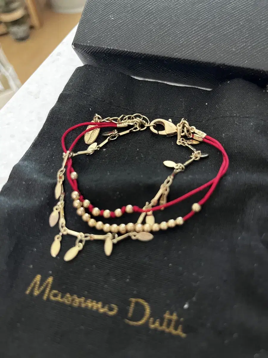 Massimo Dutti Gold & Red Bracelet