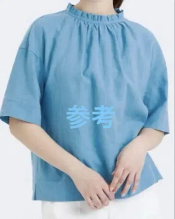 스탠드 카라 린넨 혼방 블라우스