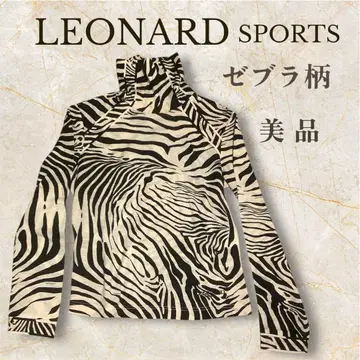 LEONARD 제브라 패턴 긴팔 상의 하이넥 티셔츠 새상품급