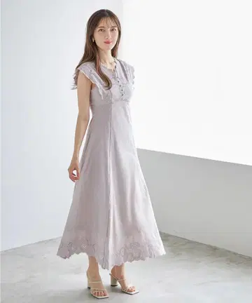 새상품 tocco 허리 리본 코튼 컷워크 레이스 자수 원피스