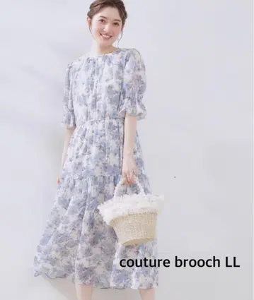 couture brooch 플라워 프린트 원피스 LL