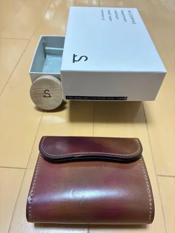브라운 가죽 3단 폴더형 지갑 박스 포함