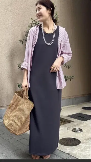 Dou Dou 두두 부클레 종이상자 탱크 원피스 차콜