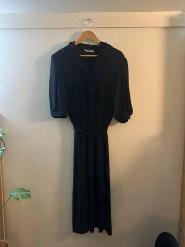 CELAIN 블랙 셔츠 원피스 반팔 made in FRANCE
