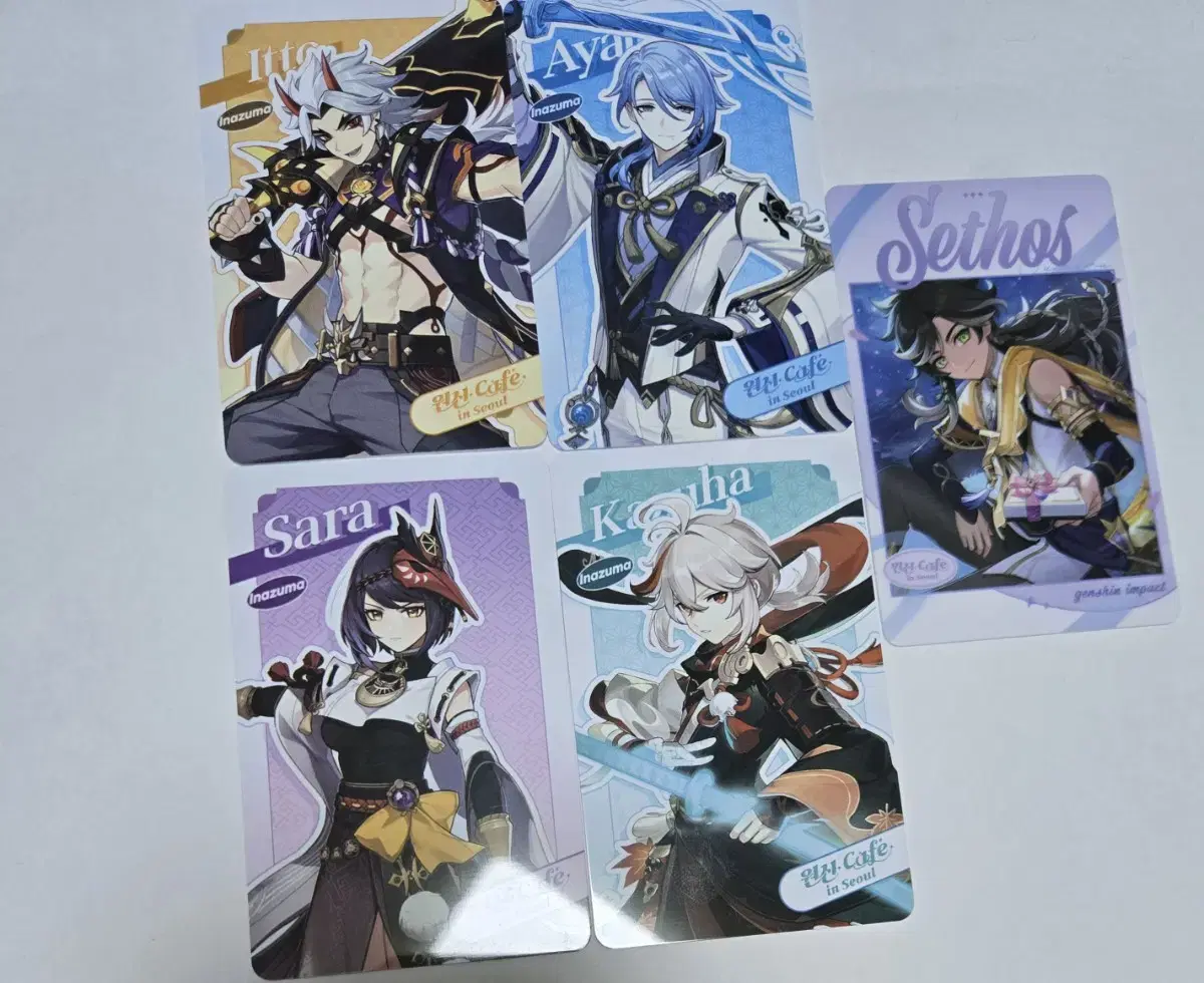 Genshin Impact Cafe Sethos Ayato Kazuha Itto Sara Random Photocard