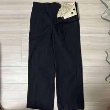 30s40s 유로 빈티지 바늘 찌르기 신치 벨트 블랙 스트라이프 팬츠