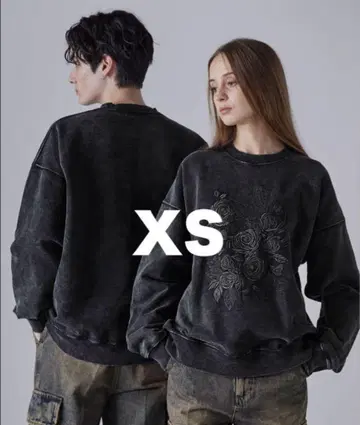 clel 헤비 웨이트 자수 디자인 맨투맨 XS 블랙