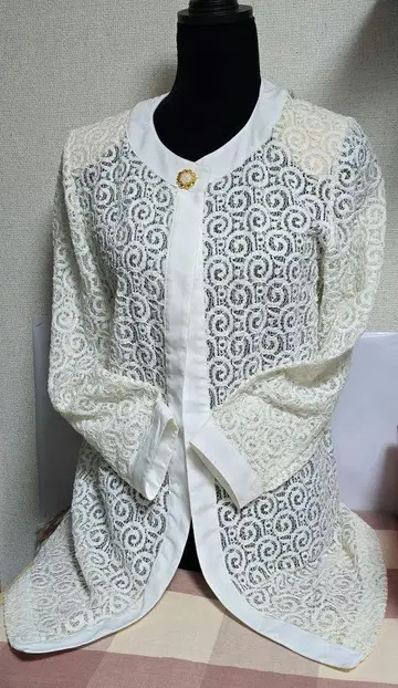 레이스 노카라 자켓 화이트 일본제