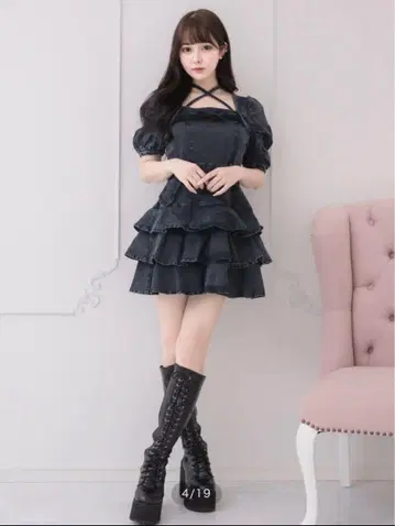 pium 티어드 프릴 미니 원피스