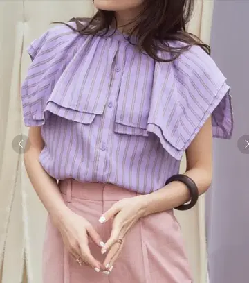 티티베이트 select 스퀘어 빅 칼라 슬리브리스 블라우스 퍼플