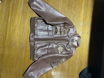 브라운 가죽 봄버 자켓