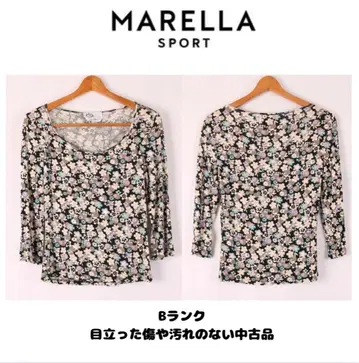Marella 블랙 꽃무늬 티셔츠 M 사이즈 긴팔 [중고품]