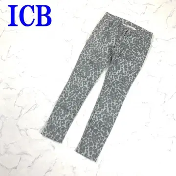 아이시비 캐주얼 팬츠 면 스키니 레오파드 무늬 그레이 6 C1531