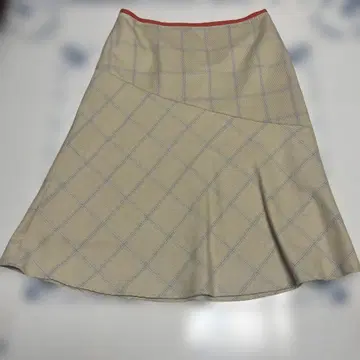 JUNKO SHIMADA 베이지 체크 무늬 플레어 스커트