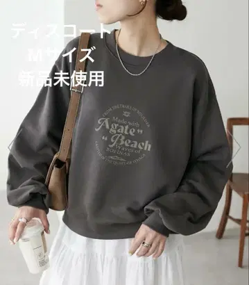 디스코트 M 사이즈 차콜 그레이 프린트 맨투맨