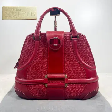 AlexanderMcQueen 핸드백 가죽 뜨개질 빨간색 레드