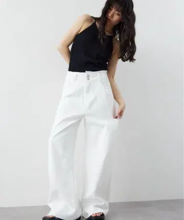 HANNE 컷 아웃 벨트 와이드 데님