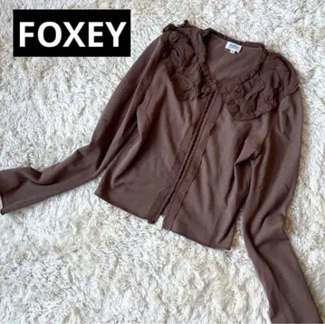 FOXEY 폭시 가디건 브라운 프릴 레이온 M 사이즈