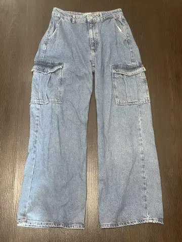 ZARA 라이트 블루 와이드 카고 데님 터키산 L