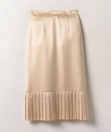 allureville 새틴 베이지 헴 플리츠 타이트 스커트