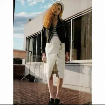 moussy 데님 스커트 화이트 화이트