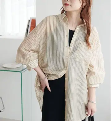 시어 스트라이프 셔츠 디스코트