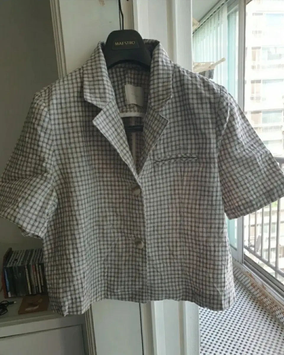 (New product) Linen Short-Sleeve Jacket_Stylish 2-Piece Set