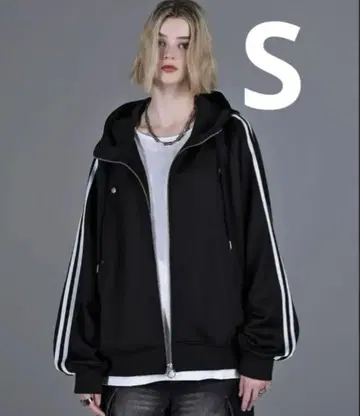 라인 슬리브 트랙 지퍼 파커 재킷 S